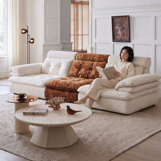 Two-tone chenille sofa in a living room