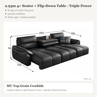 2.93m 4+ Seater + Flip-Down Table · Triple Power