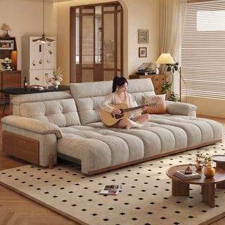 Chenille power sofa bed in a living room