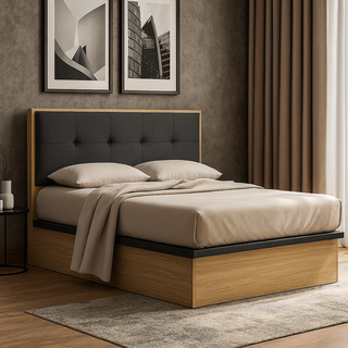Eamon Queen Size Wooden Storage Bed + Solano Hybrid Foam Mattress