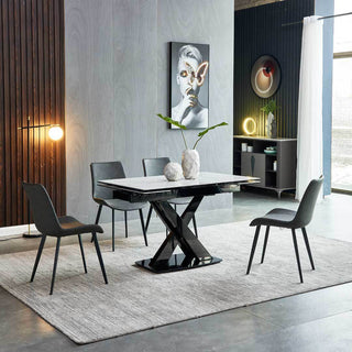 Earla Glossy Sintered Stone Extendable Dining Table (120cm/140cm/160cm) Singapore