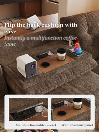 Flip-down table in the back cushion