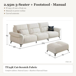 2.95m 3-Seater + Footstool · Manual