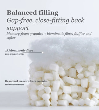 Memory-foam beads and fibre back-cushion filling