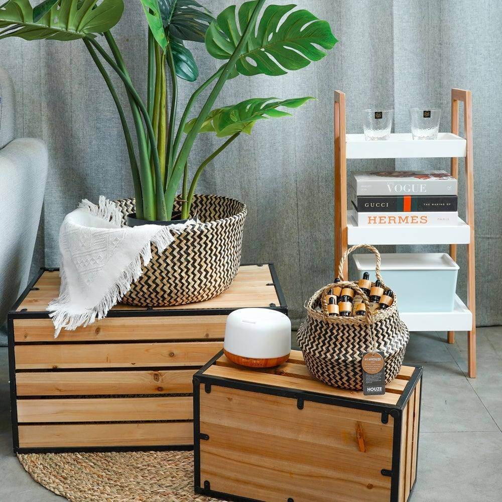 ecoHOUZE Seagrass Plant Basket With Handles - Zigzag (Small) Singapore