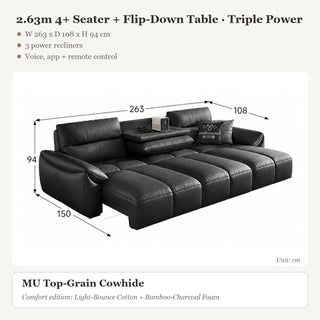 2.63m 4+ Seater + Flip-Down Table · Triple Power