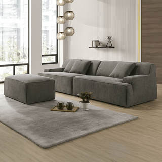 Elara Velvet Fabric Sofa + Stool (Pet Friendly)