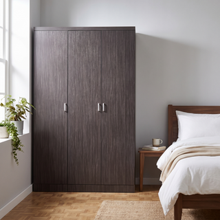Eliose Walnut Open 3 Door Wardrobe