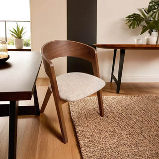 Elvira Wooden Dining Chair with Fabric Cushion Singapore