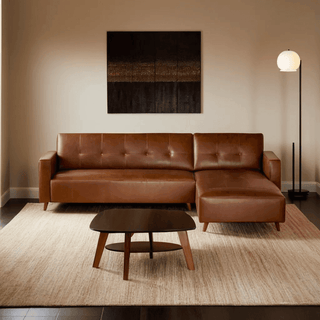 Evie L-Shape Brown Faux Leather Sofa Singapore