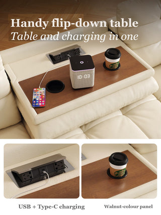 Handy flip-down table with charging