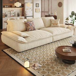 Cream fabric sofa in a living room