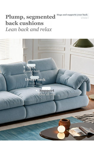 Plump, segmented back cushions