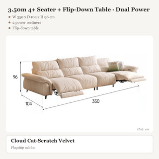 3.50m 4+ Seater + Flip-Down Table · Dual Power