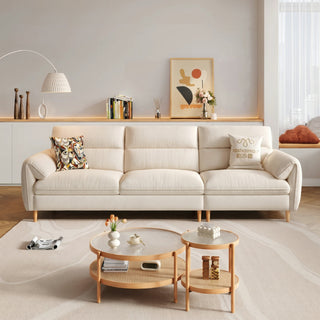 Cream cat-scratch sofa in a living room