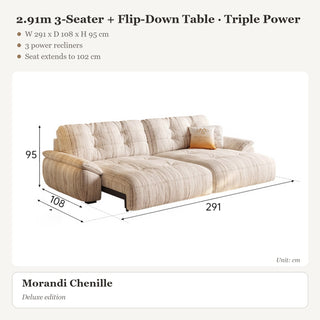 2.91m 3-Seater + Flip-Down Table · Triple Power