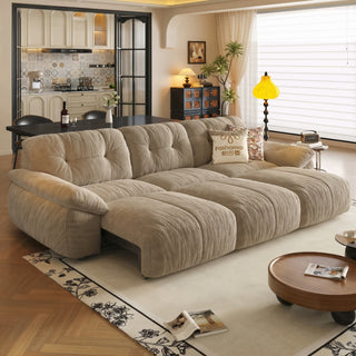 Chenille power sofa in a living room