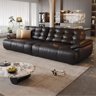 Taronys Cloud Genuine Leather Sofa in a living room