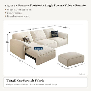 2.49m 4+ Seater + Footstool · Single Power · Voice + Remote