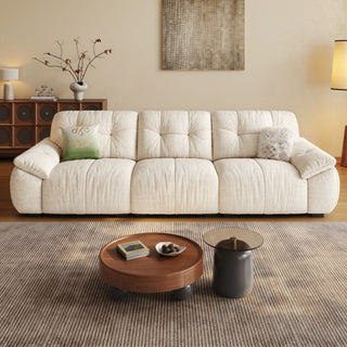 Cream fabric sofa in a living room