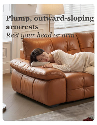 Plump, outward-sloping armrests