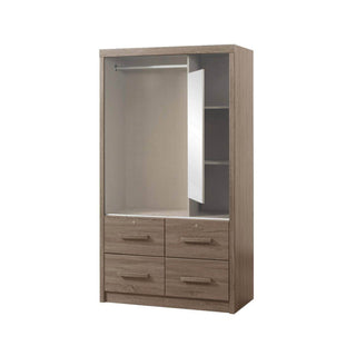 Megafurniture | Gareth 4ft Ash Grey Wardrobe | Sliding Door Wardrobe