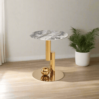 Giada Cultured Marble Side Table (Gold Base) Singapore