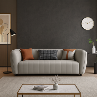 Gondoles Grey Leathaire Sofa (3 Seater)