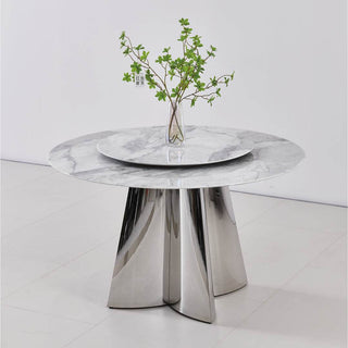 Halimeda Glossy Sintered Stone Round Dining Table Singapore