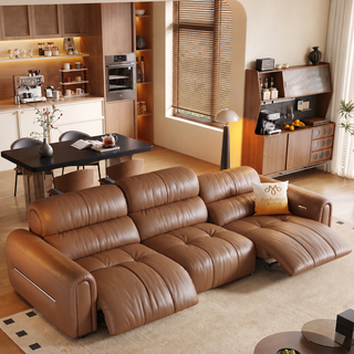 Leather power sofa in a living room