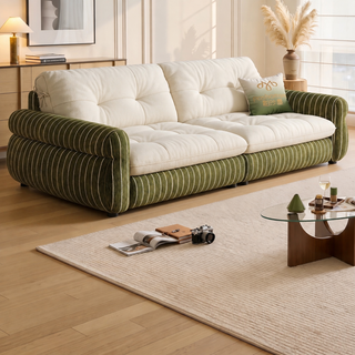 Two-tone cloud sofa in a living room