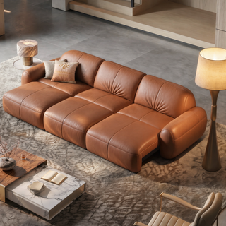 Leather sofa in a living room