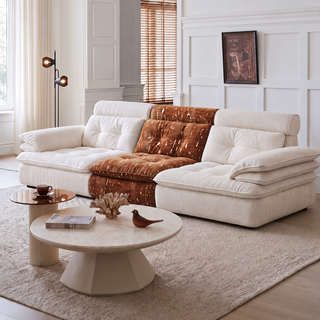 Two-tone chenille sofa in a living room