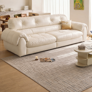 Cream leather sofa in a living room