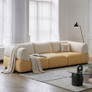 Two-tone cotton-linen sofa in a living room