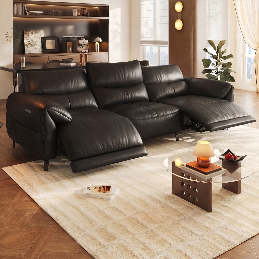 Craumis Genuine Leather Sofa by Esteller (Power Recliner & High Backre ...