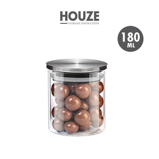 HOUZE - 180ml Glass Storage Jar with Stainless Steel Sealed Lid (Dia: 6.9cm) Singapore