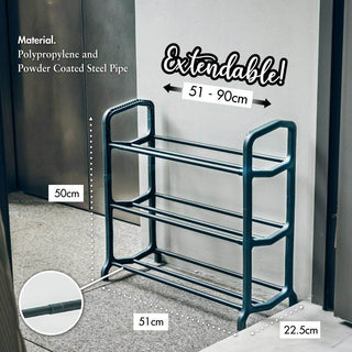 HOUZE - 3 Tier Extendable Shoe Rack (Length: 51-90cm) Singapore