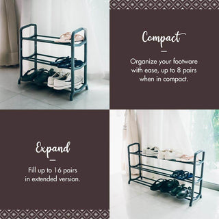 HOUZE - 3 Tier Extendable Shoe Rack (Length: 51-90cm) Singapore