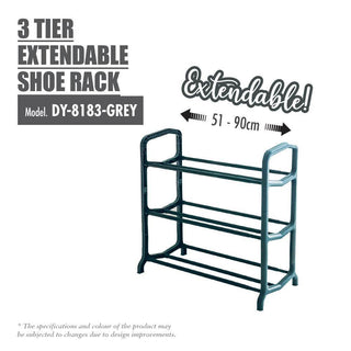 HOUZE - 3 Tier Extendable Shoe Rack (Length: 51-90cm) Singapore