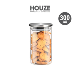 HOUZE - 300ml Glass Storage Jar with Stainless Steel Sealed Lid (Dia: 6.9cm) Singapore