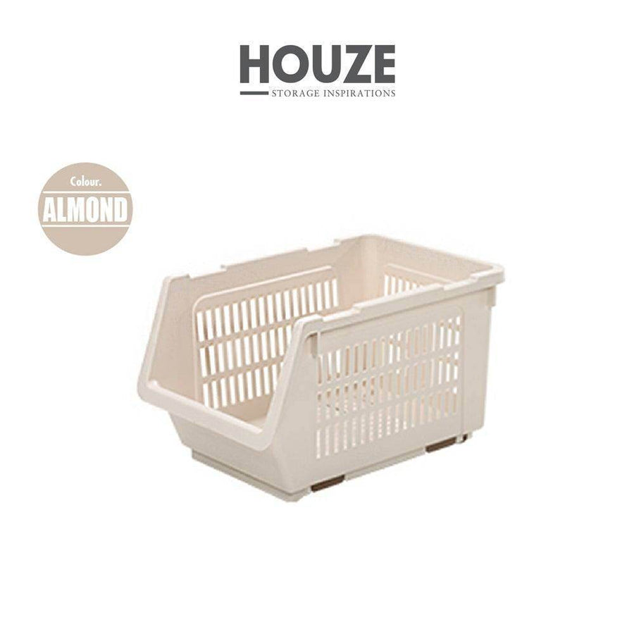 HOUZE Stackable Multi Purpose Rectangle Basket (Almond) Singapore