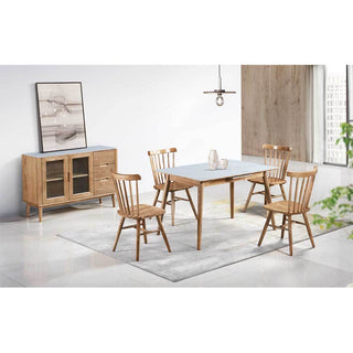 Hudde Extendable Ash Wood Dining Table with Sintered Stone Top Singapore