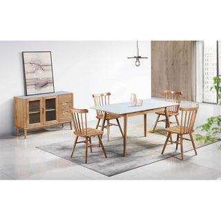 Hudde Extendable Ash Wood Dining Table with Sintered Stone Top Singapore
