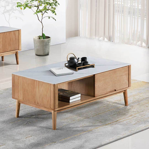 Hudson Ash Wood Coffee Table with Sintered Stone Top Singapore