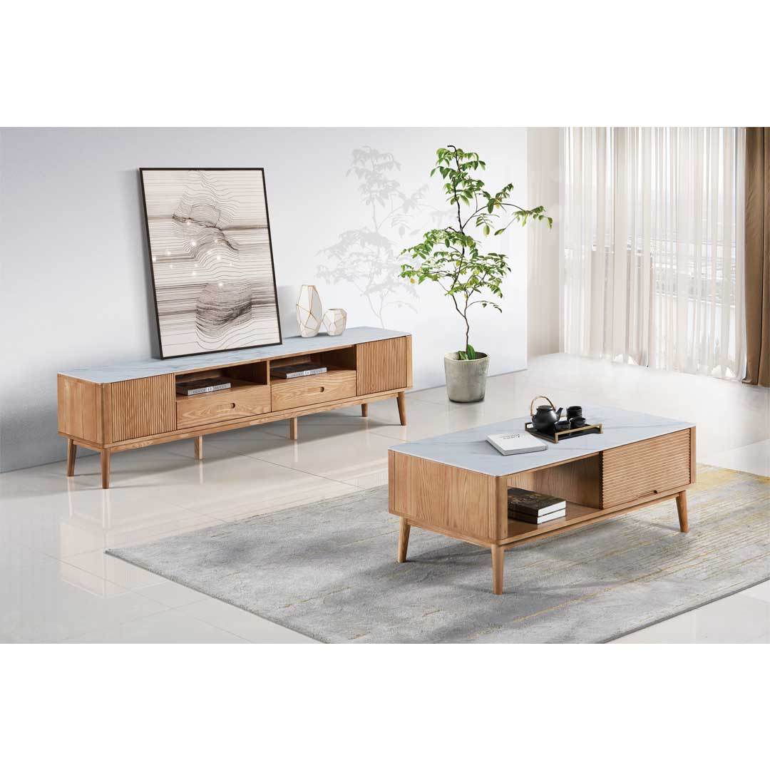 Hudson Ash Wood Coffee Table with Sintered Stone Top Singapore