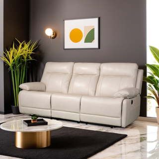 Calytrix Genuine Leather Manual Recliner Sofa