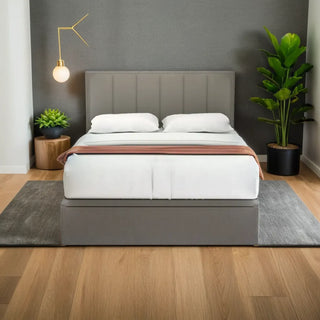 Penny Grey Fabric Storage Bed Frame (Water Repellent) + Somnuz® Comforto 10" Bamboo Fabric Latex Pocketed Spring Mattress