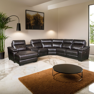 Yuzuro Genuine Leather Recliner Sectional Sofa