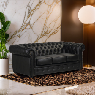 Livermoore Chesterfield Faux Leather Sofa